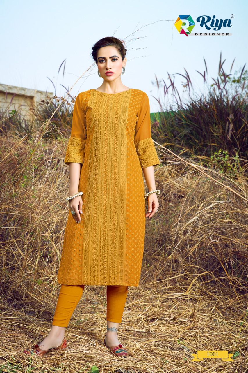 Riya Shifali New Designer Fancy Wear Georgette Kurti Collection